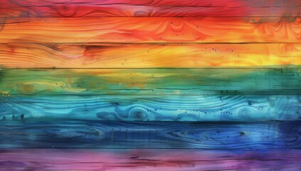 colorful wood planks in rainbow colors Generative AI