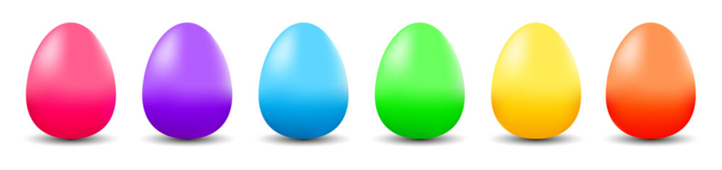 Easter Egg. Set of colorful 3D eggs on a white background. Happy easter. Vector illustration