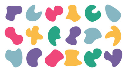 set of colorful prints with splashes abstract organic liquid shape