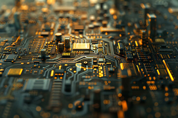 a photo of a circuit board showing many different par - obrazy, fototapety, plakaty