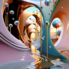 abstract portal of time and four dimension concept. vibrantl colors. Digital artwork. Ai generated