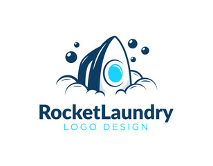 Rocket laundry logo design vector, emblems and design elements