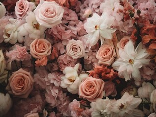 Bunch of pink and white flowers