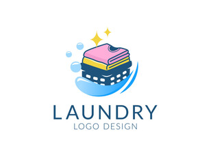Laundry logo design vector, emblems and design elements
