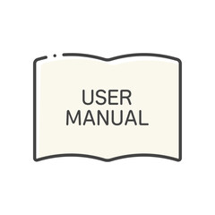 USER MANUALと書いてある本の形のアイコン - シンプルなマニュアルのイメージ素材