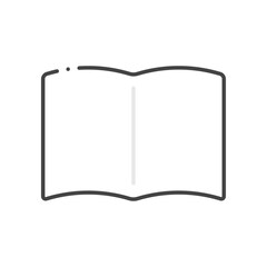 何も書かれていない無地の開いた本やノートのアイコン - シンプルな見開きの白紙のフレーム
