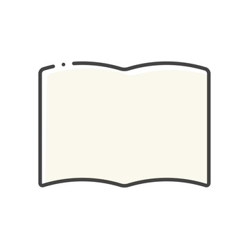 recommend clip art: 何も書かれていない無地の開いた本やノートのアイコン - シンプルな見開きの白紙のフレーム
                    