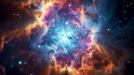 Galaxy, nebula, star forming region in deep space
