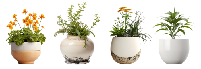 interior plants isolated on a transparent PNG background, white background , Generative Ai