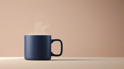Generated imageSteam Rising from a Navy Blue Mug on a Pale Surface with a Neutral Background