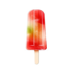 A strawberry and vanilla popsicle isolated on transparent background.