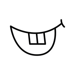 Cartoon teeth smile line icons set. Character hand.