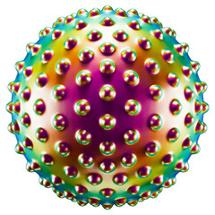 Sphere. Abstract 3D shape in bright iridescent color isolated on a transparent background. 3D render. Metallic paint shimmering from pink to green-blue.