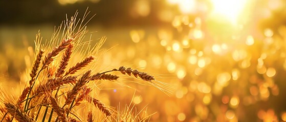 ripe wheat ears in the golden field