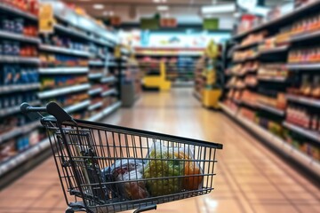 empty shopping cart in the mall