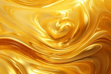 Fotobehang golden liquid background. Generative AI © Ronnie