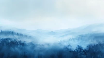 Fototapeten Abstract Background Blue Misty Mountain Silhouettes © VibrantVisionsStudio