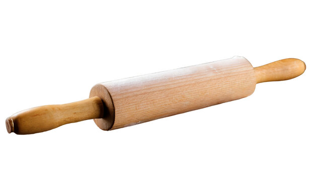 Wooden rolling pin isolated on transparent background.