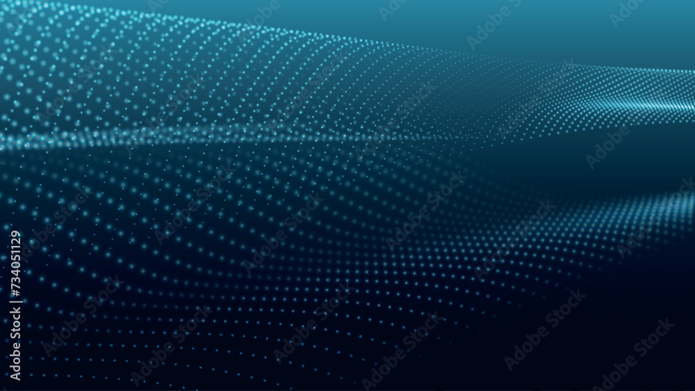 Poster abstract digital particle wave. futuristic dotted wave. big data digital code. technology or science
