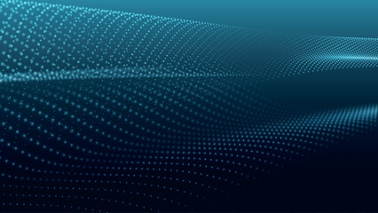 Obraz premium Abstract digital particle wave. Futuristic dotted wave. Big data digital code. Technology or science banner. Technology background vector. Vector illustration.