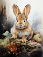Easter Charm: Watercolor Bunny in Nature