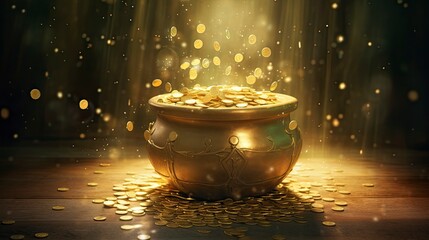 gold coins in a pot