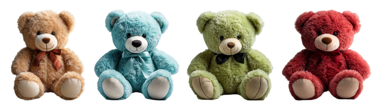 set of teddy bears with various colors, generative ai