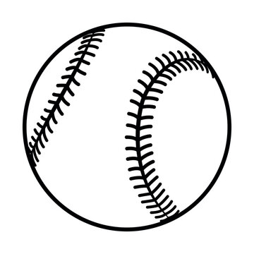 baseball ball - black and white vector silhouette symbol illustration, white background