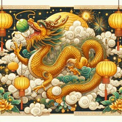Fototapeta premium dragon year walpaper illustration