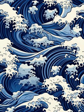 Great kanagawa WAVE --chaos 4 --ar 3:4 --tile --stylize 80 Job ID: f1b045e4-f28a-4c15-9b00-46b1bfe518e3