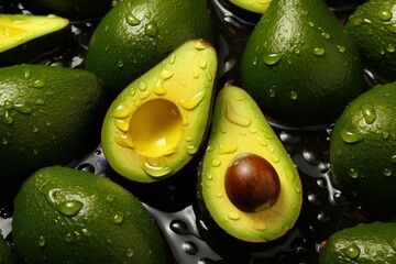 ripe avocados resting on the surface. Generative AI
