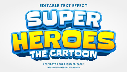 Super heroes text effect. Cartoon superhero editable text effect