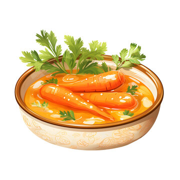 A bowl of creamy chicken and dumpling soup with carrots and celery on transparent Background with copy space for your text created