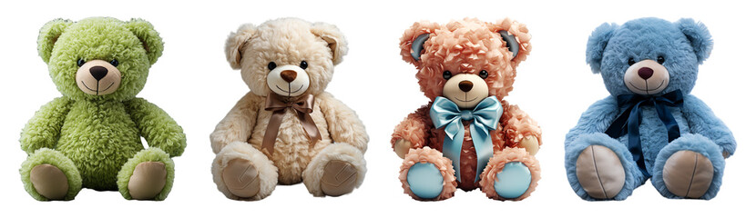 set of teddy bears with various colors, generative ai