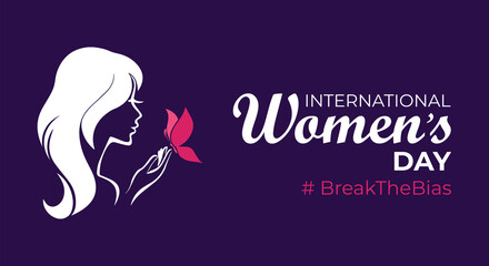 International women's day. 8th march. Break The Bias campaign. women's day concept. Template for background with banner, poster and card. Jpeg format.
