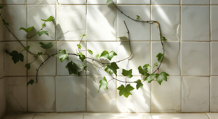 an image of a vine on a white tile in a dining room i