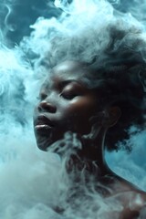 african black person in a clouds portrait