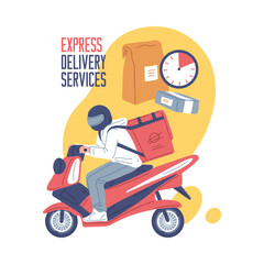 Fast delivery service design concept, vector illustration isolated on white