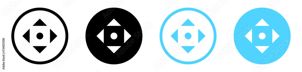 Aufkleber move icon arrow drag symbol, direction arrows, move tool icon button for mouse cursor icon in flat style