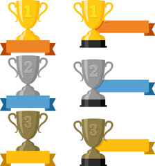 vector illustration of trophey cup. first, second, third place award