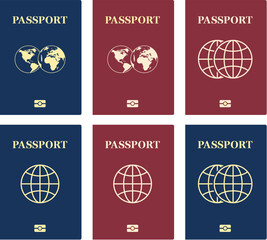 vector blue and red passports. passport cover templates