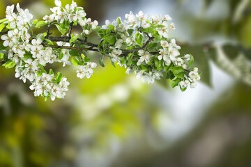 Blooming fresh tree flowers in the spring garden.