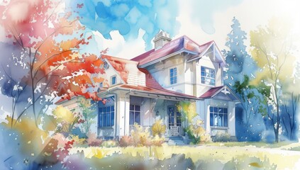 elegant modern watercolor painting for luxury home Generative AI