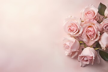 High-resolution capture of a bouquet of roses on a pastel surface, providing an elegant setting for text incorporation.