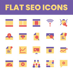 Set Flat Search Optimization Engine Icon