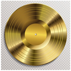 realistic golden vinyl plate, retro music success background