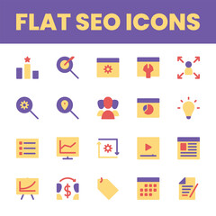 Set Flat Search Optimization Engine Icon