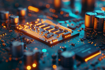 chips on the circuit board in the style of 32k uhd be - obrazy, fototapety, plakaty