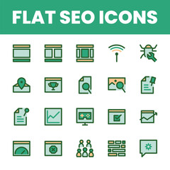 Set Flat Search Optimization Engine Icon
