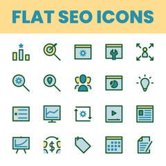 Set Flat Search Optimization Engine Icon
